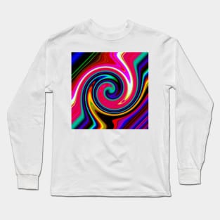 Swirl Retro Neon Red Long Sleeve T-Shirt